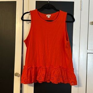 J. Crew Women’s Orange/Red sleeveless peplum tank top size Medium